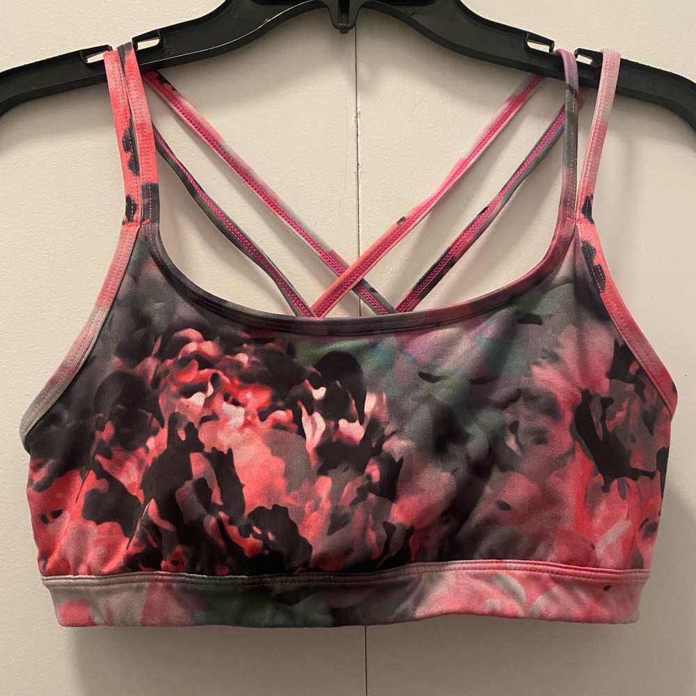 Athleta strappy floral sports bra size Small